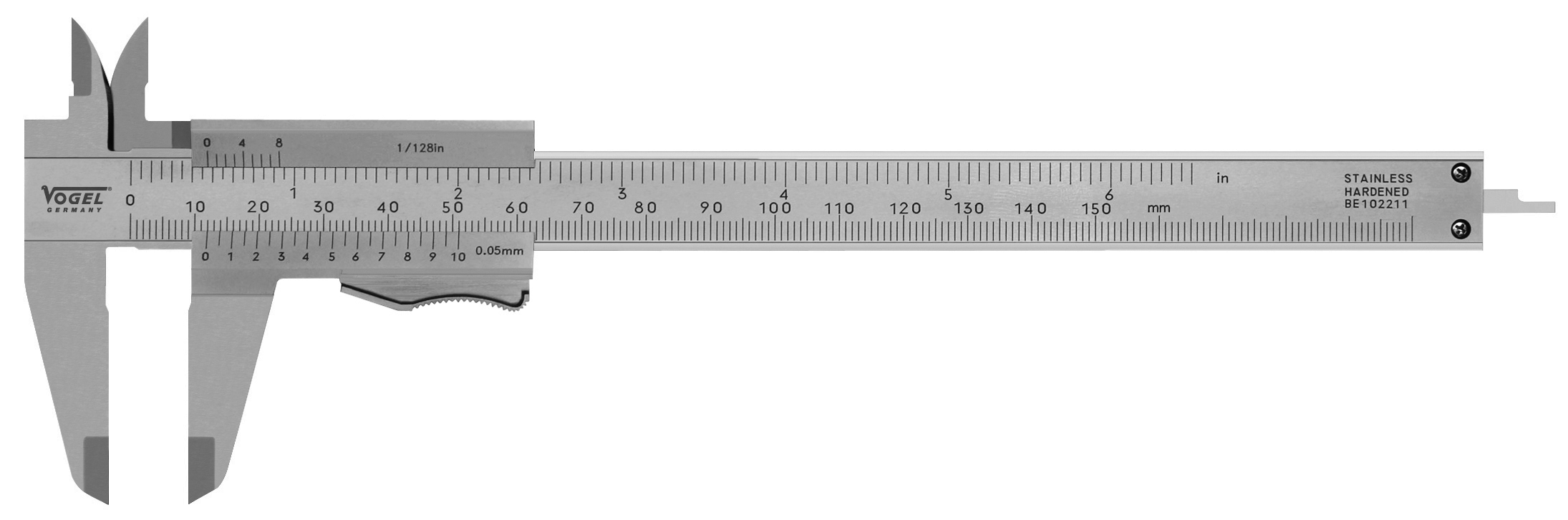 Vogel Germany - Taschen-Messschieber DIN 862, mit Feststellschraube, 150 mm  / 6 inch