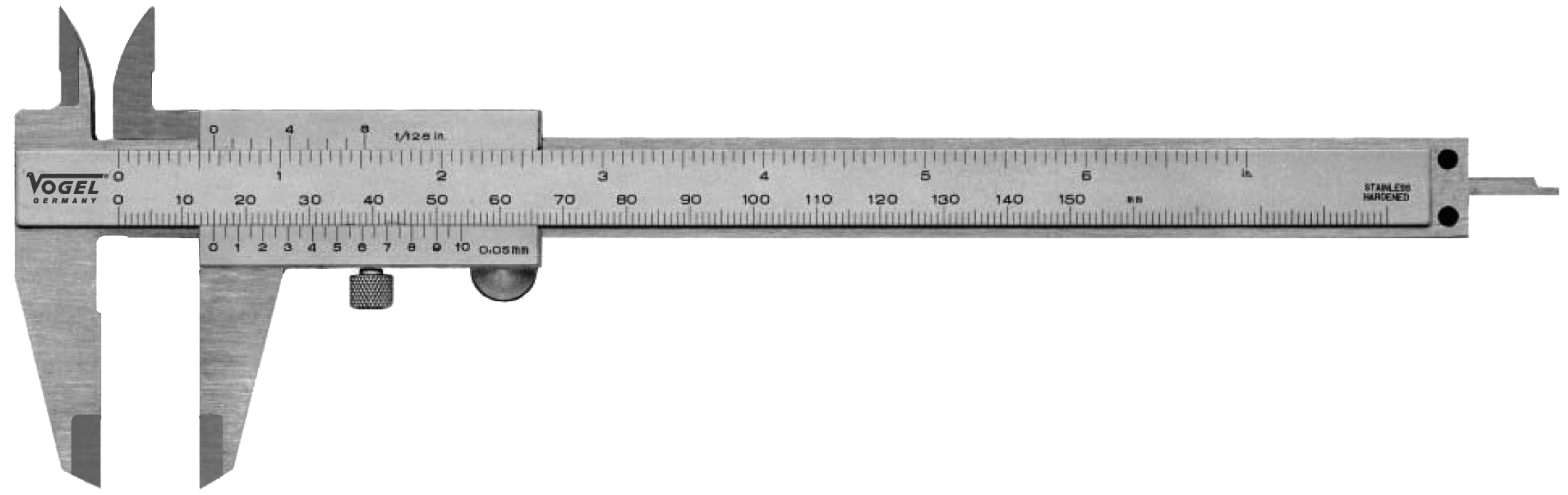 Messschieber 150 mm rundes Tiefenmaß Feststellschraube DIN 862 Taschen 