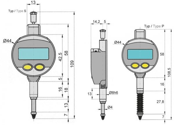 Vogel Germany - Digital-Klein-Messuhr, IP65, mit Sylvac-Elektronik, mit  Datenausgang RS232, 0-12.7 mm / 0-0.5 inch
