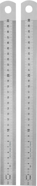 Steel Rule. stainless. matt chromed.double sided 200 mm